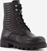 Groot leren meisjes veterboots - Zwart - Maat 33 - Echt leer