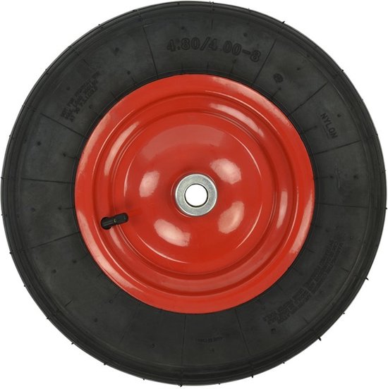 ProPlus Kruiwagenwiel - Luchtband met metalen velg - Ø 370 mm - Asgat Ø 20 mm - Zwart/Rood van ProPlus — afbeelding 4