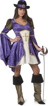 Funny Fashion - Musketier Kostuum - Vijfde Musketier Dappere Diana - Vrouw - Paars - Maat 44-46 - Carnavalskleding - Verkleedkleding