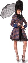 Funny Fashion - Piraat & Viking Kostuum - Baroque Doodskop Pirate Jas Vrouw - Blauw - Maat 40-42 - Halloween - Verkleedkleding