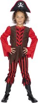 Wilbers - Piraat & Viking Kostuum - Gestreepte Kaper Piraat Petra Pistolet - Meisje - rood,bruin - Maat 152 - Carnavalskleding - Verkleedkleding
