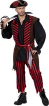 Wilbers - Piraat & Viking Kostuum - Gestreepte Kaper Piraat Patrick Pistolet - Man - rood,bruin - Maat 56 - Carnavalskleding - Verkleedkleding