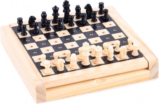 Afbeelding van het spel zakformaat schaakspel 12 x 12 cm zwart/wit