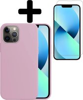 iPhone 13 Pro Max Hoesje Siliconen Case Back Cover Hoes Lila Met Screenprotector Dichte Notch - iPhone 13 Pro Max Hoesje Cover Hoes Siliconen Met Screenprotector Dichte Notch