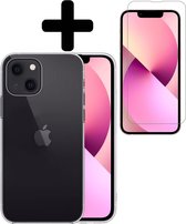 Hoesje Geschikt voor iPhone 13 Mini Hoesje Siliconen Case Met Screenprotector - Hoes Geschikt voor iPhone 13 Mini Hoes Siliconen - Transparant