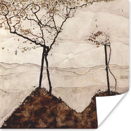 Poster Herbstsonne und Bäume - Egon Schiele - 30x30 cm