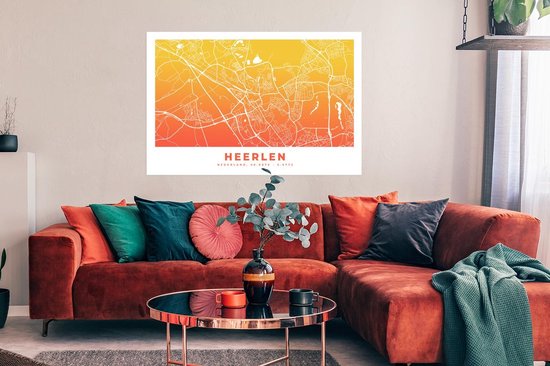 Affiche Plan de la ville - Heerlen - Pays- Nederland - 120x80 cm - Carte