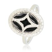 *My Bendel - Vintage ring -zilver met zwarte inleg - Vintage look ring met zwarte inleg - 12 x 8 mm - Gemaakt van edelstaal - Met luxe cadeauverpakking