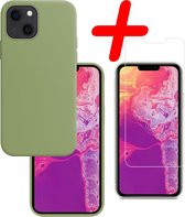 iPhone 13 Mini Hoesje Siliconen Met Screenprotector - iPhone 13 Mini Case Met Screenprotector Groen - iPhone 13 Mini Hoes - Groen