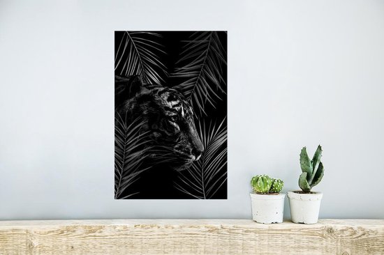 Affiche Tigre entre les branches - noir et blanc - 20x30 cm
