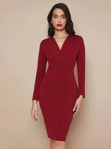 Elegante Jurk met Hoge Taille, Rood, Maat L (40)