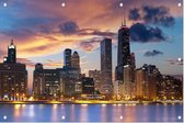 De Chicago skyline onder indrukwekkende wolkenpartij - Foto op Tuinposter - 150 x 100 cm