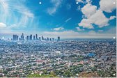 Blauwe hemel boven de stad Los Angeles in Californië - Foto op Tuinposter - 60 x 40 cm