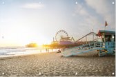 Santa Monica pier bij zonsondergang Los Angeles - Foto op Tuinposter - 120 x 80 cm