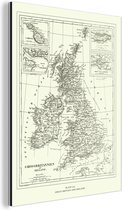 Wanddecoratie Metaal - Aluminium Schilderij Industrieel - Klassieke wereldkaart Groot Brittannië en Ierland - 60x80 cm - Dibond - Foto op aluminium - Industriële muurdecoratie - Voor de woonkamer/slaapkamer