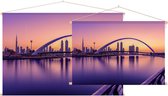 Zonsopkomst zorgt voor een paarse gloed in Dubai - Foto op Textielposter - 90 x 60 cm