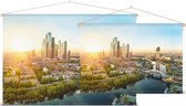 Zonsopkomst boven de skyline van Moskou City District - Foto op Textielposter - 90 x 60 cm