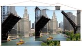 Plezierboten op het waterfront in Downtown Chicago - Foto op Textielposter - 120 x 80 cm