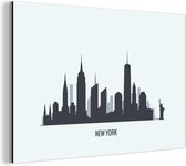 Wanddecoratie Metaal - Aluminium Schilderij Industrieel - New York - Skyline - Zwart - Wit - 60x40 cm - Dibond - Foto op aluminium - Industriële muurdecoratie - Voor de woonkamer/slaapkamer