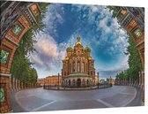 Artistiek beeld van de Orthodoxe kerk in Sint-Petersburg - Foto op Canvas - 90 x 60 cm