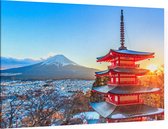 De beroemde Chureito Pagoda voor Mount Fuji in Fujiyoshida - Foto op Canvas - 150 x 100 cm