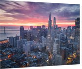 Dramatische wolken kleuren de skyline van San Francisco - Foto op Plexiglas - 90 x 60 cm