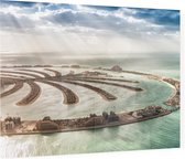 Luchtfoto van wereldberoemde Dubai Palm Island - Foto op Plexiglas - 90 x 60 cm