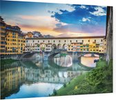 Avondgloed over de Ponte Vecchio in Florence - Foto op Plexiglas - 90 x 60 cm