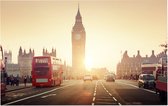 Big Ben en Westminster Bridge bij zonsondergang in Londen - Foto op Forex - 120 x 80 cm