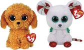 Ty - Knuffel - Beanie Boo's - Golden Doodle Dog & Christmas Mouse