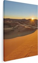 Artaza Canvas Schilderij Woestijn in de Sahara met een Opkomende Zon - 30x40 - Klein - Foto Op Canvas - Canvas Print