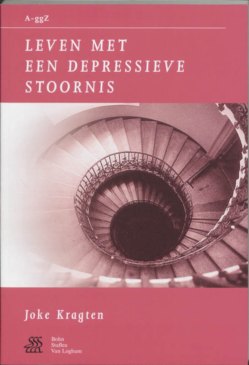 Boek 'Leven met een depressieve stoornis' met een afbeelding van een wenteltrap.