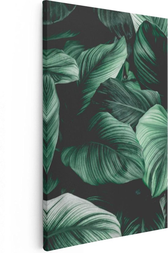 Artaza Canvas Schilderij Tropische Groene Bladeren - 20x30 - Klein - Foto Op Canvas - Canvas Print