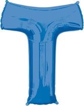 folieballon letter T 66 x 81 cm blauw