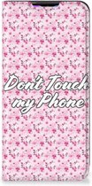 Hoesje Xiaomi Redmi 9 Bookcase Flowers Pink Don't Touch My Phone