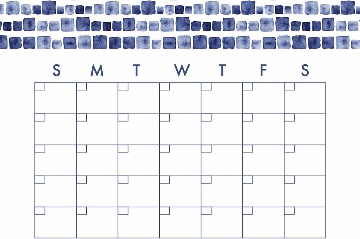 Roommates Muursticker Monthly Calendar 45,7 X 33 Cm Vinyl Blauw