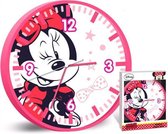 wandklok Minnie meisjes 25 cm roze/wit
