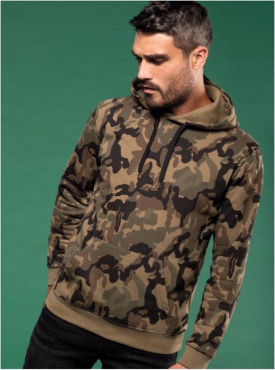 Herensweater met capuchon/ Hoodie Camouflage K476,