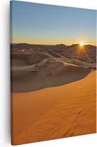 Artaza - Peinture sur Toile - Désert au Sahara avec un Soleil Levant - 80x100 - Groot - Photo sur Toile - Impression sur Toile