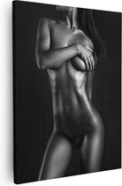 Artaza - Peinture sur toile - Corps de femme nue - Erotiek - Zwart Wit - 40 x 50 - Photo sur toile - Impression sur toile