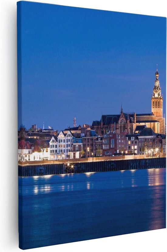 Artaza - Canvas Schilderij - Nijmegen Skyline met de Waal Rivier - 40x50 - Foto Op Canvas - Canvas Print