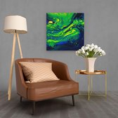 Artaza - Canvas Schilderij - Abstracte Kunst Blauw met Groen - 60x60 - Foto Op Canvas - Canvas Print