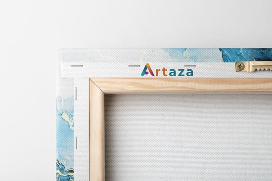 Artaza Canvas Schilderij Abstracte Kunst van Blauwe Marmer met Goud - 50x50 - Foto Op Canvas - Canvas Print