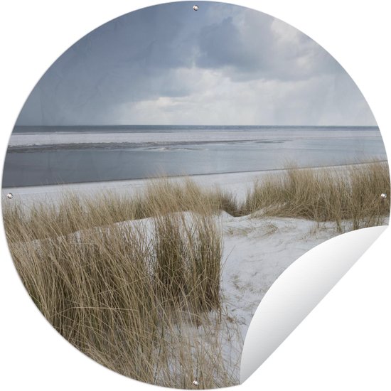 Tuincirkel Noordzee - Duinen - Water - 120x120 cm - Ronde Tuinposter - Buiten XXL / Groot formaat!