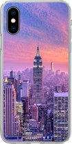 Geschikt voor iPhone X hoesje - New York - Kleuren - Skyline - Siliconen Telefoonhoesje