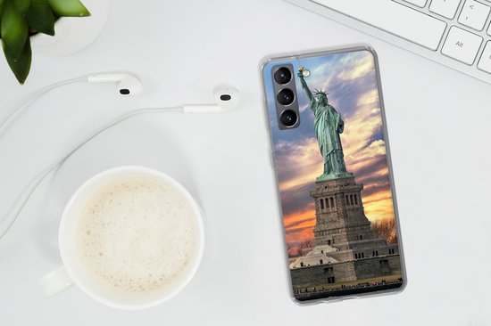 Coque Samsung Galaxy S21 - Statue de la Liberté à New York au coucher du soleil - Coque de téléphone en Siliconen