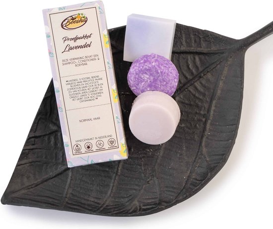 Proefpakket Lavendel - Beesha - Bevat een Shampoo Bar, Conditioner Bar en Body Bar - 100% Vegan - Sulfaatvrij - Parabeenvrij - Silicoonvrij - CG Geschikt