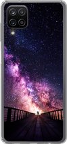 Geschikt voor Samsung Galaxy A12 hoesje - Heelal - Sterrenstelsel - Paars - Jongens - Meisjes - Kinderen - Siliconen Telefoonhoesje