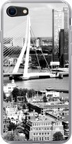 Geschikt voor iPhone 7 hoesje - Rotterdam - Skyline - Zwart - Wit - Siliconen Telefoonhoesje