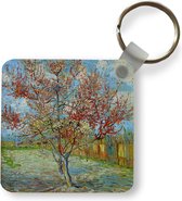 Sleutelhanger - De roze perzikboom - Vincent van Gogh - Plastic - Rond - Uitdeelcadeautjes